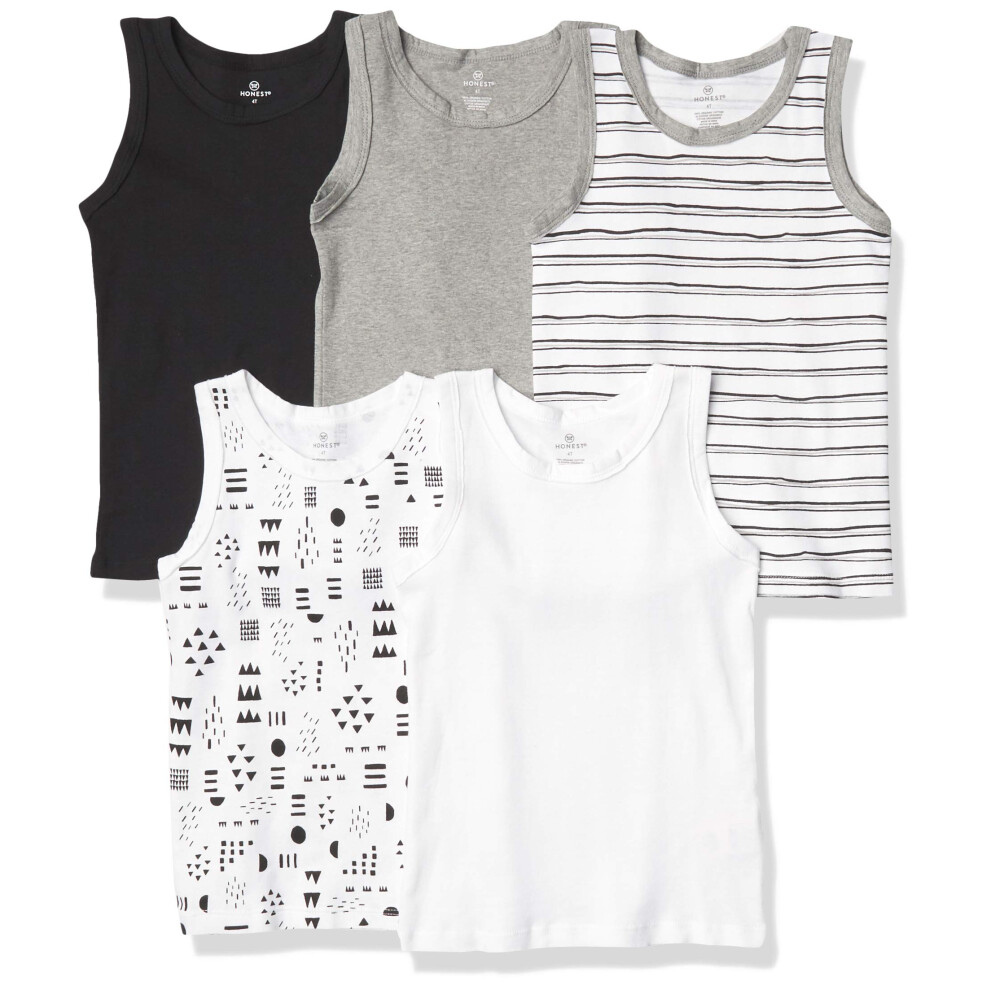 Honestbaby Armellose Muskel-T-Shirts 100 % Bio-Baumwolle Fur Sauglinge, Babys Und Kleinkinder, Jungen Und Madchen, 5Er-Pack, Muster, Spielen, Fru-image