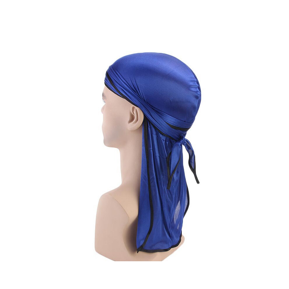 (Blue ) Unisex Breathable Satin Bandana Hat Silky Durag Do Doo Du Rag Long Headwrap Tail-image-OPC-PGST8GH-NEW