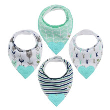 Pickle & Olive Baby Bandana tandhaklappar med bifogad silikonbitring uppsttning om 4 - Blue Deer