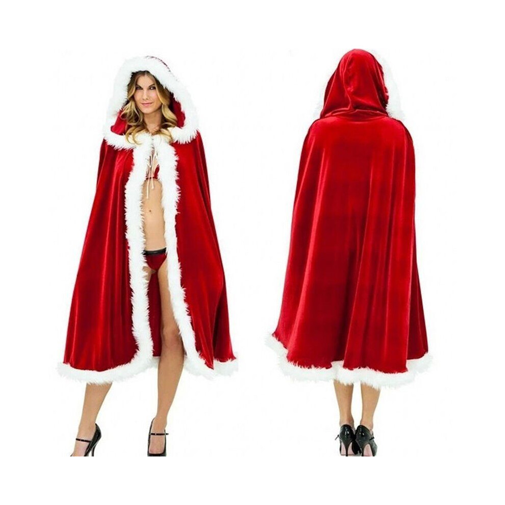 (100Cm) Adult Christmas Mrs Santa Claus Cosplay Costume Fancy Hooded Cloak Manteau Xmas Not,Specified