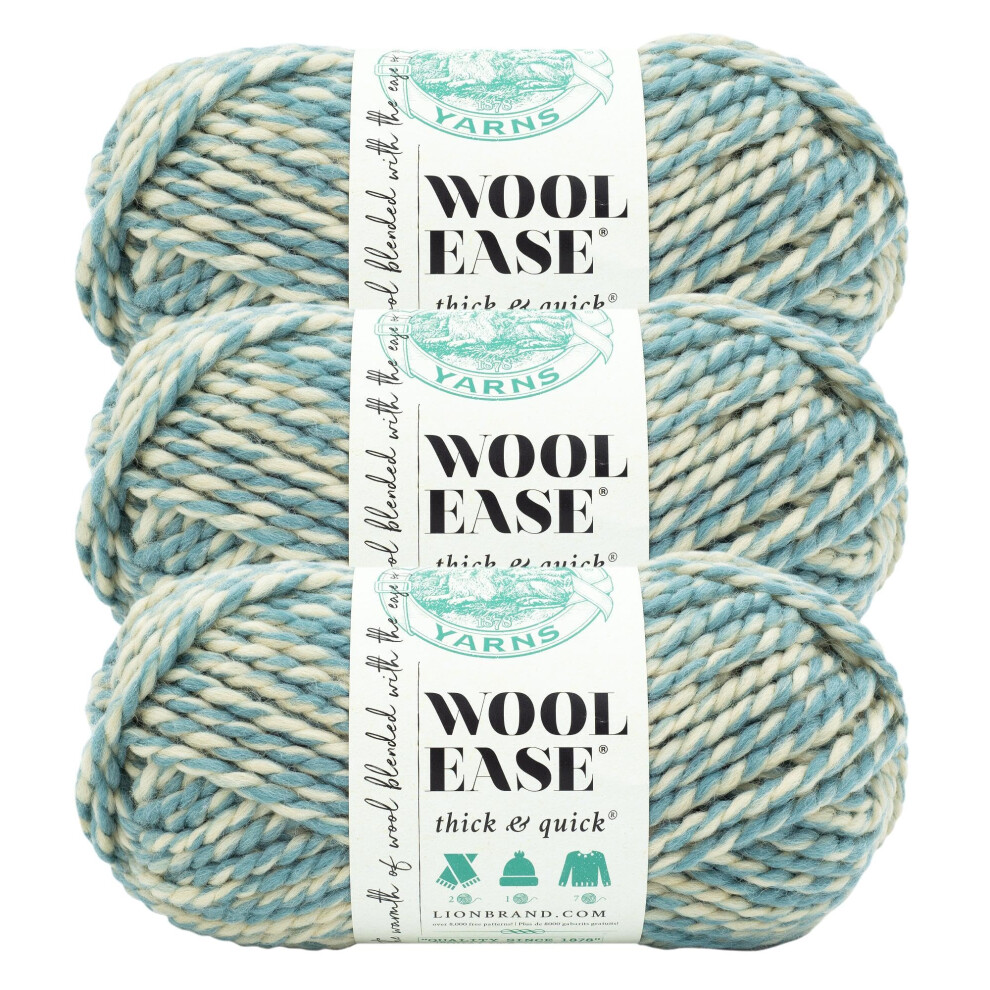 Lion Brand Yarn Wool-Ease Thick and Quick Yarn  Soft and Bulky Yarn for Knitting  Crocheting  and Crafting  3 Pack  Rapids