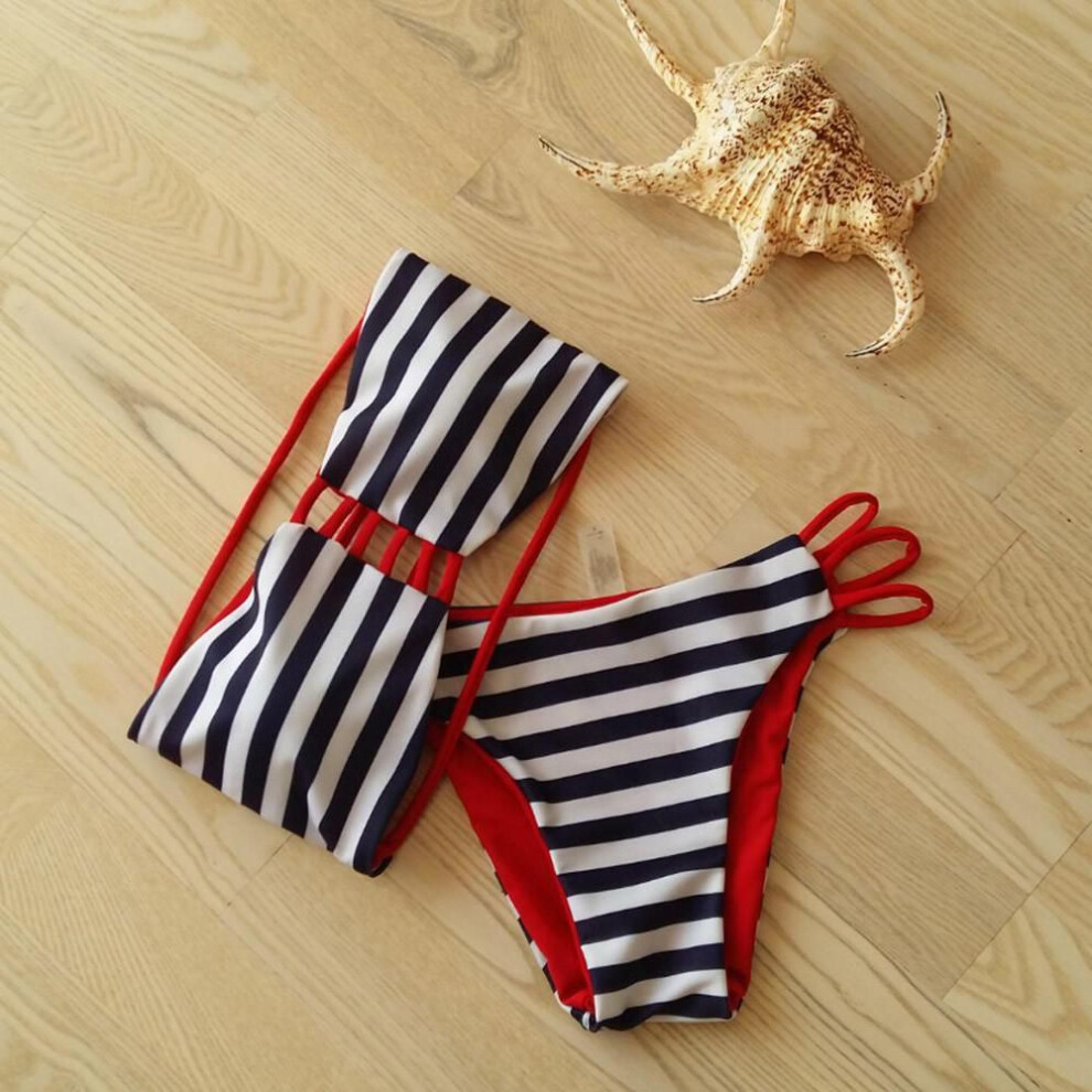 (Stripe, Tag M=US XS) Sexy 2018 Women Bikini Set Swimwear Beachwear Bra Swimsuit Padded Pushup-image-OPC-PGSTB9M-NEW