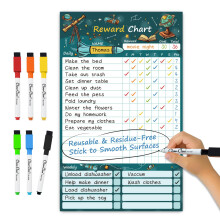 Clever Clean Dry Retase Pligter Chart for Kids Genanvendeligt belønningsdiagram ikke-magnetiske børn Chore Board klæber til eventuelle glatte ove