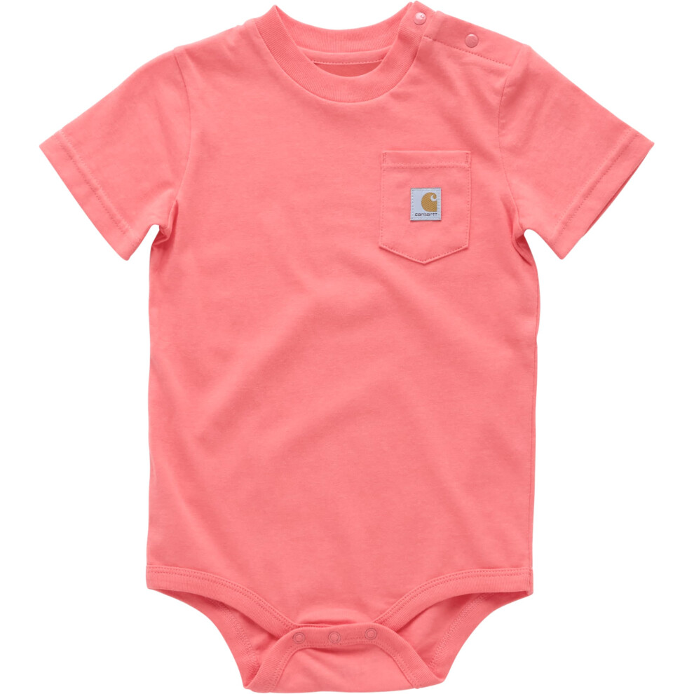 Carhartt Baby Short-Sleeve Pocket Bodysuit Dubarry Pink 24M