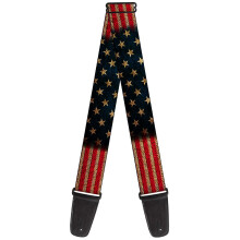 Buckle-Down Guitar Strap Vintage US Flag Stretch 2 Inches Wide