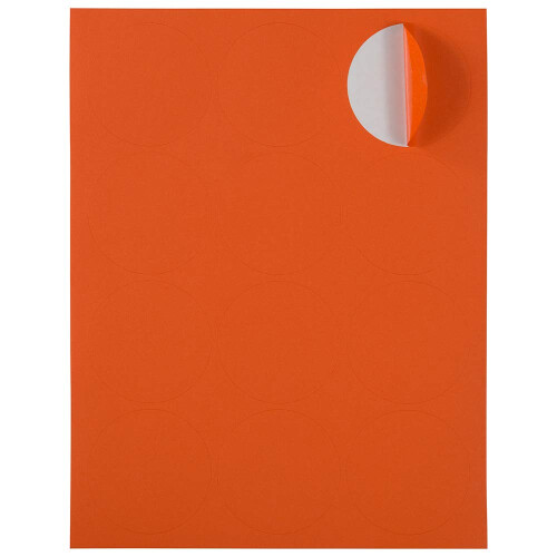 Selos adesivos de etiqueta circular JAM PAPER - 2,5 polegadas de dimetro - laranja - 120 etiquetas redondas/pacote 1