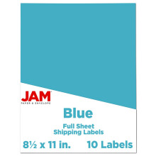 JAM PAPER Full Sheet Shipping Labels - Printable Sticker Paper - 8 1/2 x 11 - Blue - 10 Full Pages/Pack