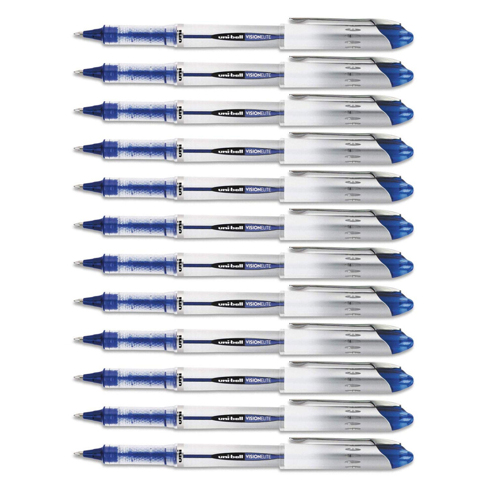 Uni-Ball Vision Elite Stick Rollerball Pen  0.8mm  Bold Point  Blue Ink  12-Count