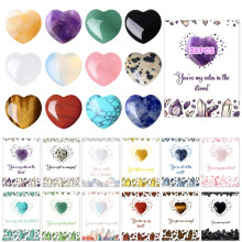 28 stuks hartvormige edelstenen met cadeaubonnen 12 soorten kristallen (rode agaat/amethist/tijgeroog) bulk helende stenen set spirituele vriendschap
