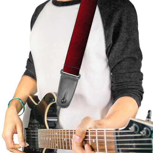 Buckle-Down Guitar Strap  Vertical Stripes Transition Black Red  2 Inches Wide 1