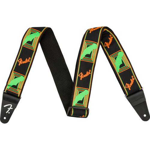 Fender Fender neon monogram 2-tums gitarrrem - grnt och orange paket med remblock och val 1