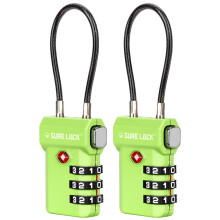 Sikker p? at l?se TSA godkendte bagage l?se ?ben alarm let l?sning urskive rejser bagage l?se til kuffert bagage l?se. (Green 2 Pack)