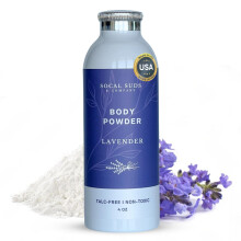 SoCal Suds & Company - Natural & Organic Body Powder Talc-Free with Arrowroot Powder Kaolin Aspen Bark Extract for Soft Soothing Delicate Skin - Lav