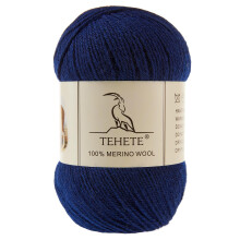 TEHETE 100% merinowolgaren voor breien 3-laags luxe warm zacht lichtgewicht haakgaren (marineblauw 3Balsl)
