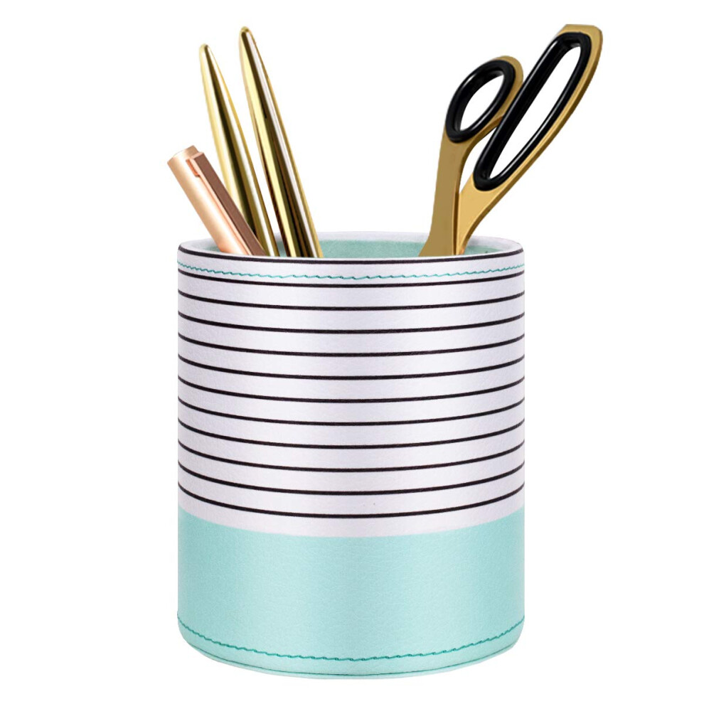 WAVEYU Pen Holder  Pencil Cup Pot Desk Organizer Multi Purpose Use Cute for Adults Kids Luxury Leather Makeup Brush Holder for Home  Office  Classroom-image-OPC-PGSTM2H-NEW