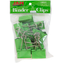 JAM PAPER Kleurrijke Binderclips - Groot - 1 1/2 Inch (41 mm) - Groene Binderclips - 12/Verpakking