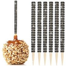32 stuks bling snoep appel bamboestokken karamel appel houten puntige spiesjes met strass diamant mesh wrap fruittraktaties pop december bar voor des