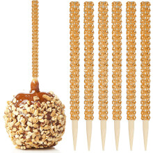 32 stuks bling snoep appel bamboestokken karamel appel houten puntige spiesjes met strass diamant mesh wrap fruittraktaties pop december bar voor des
