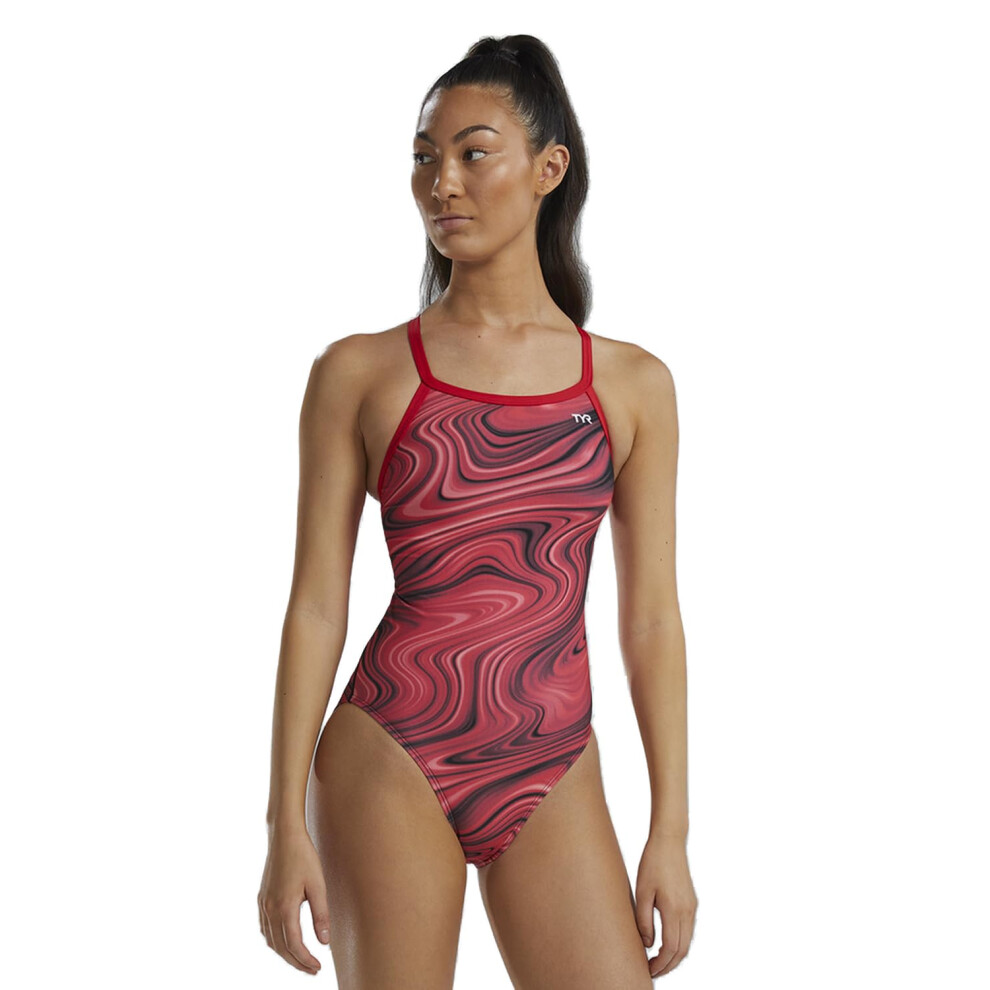 TYR Women's Durafast Elite Diamondfit Swimsuit  Red Vitality  34