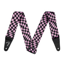 Fender Wavy Checkerboard Polyester-Gitarrengurt, verstellbar von 34""-59"" mit Lederenden, Pink