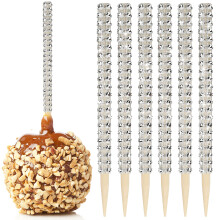 32 stuks bling snoep appel bamboestokken karamel appel houten puntige spiesjes met strass diamant gaas wrap fruittraktaties pop december bar voor des