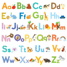 DECOWALL DS8-1608 Akvarell llati bc ABC Kids Fali matrick Matrick Lehzhat s leveheto ragacsok blcsodhez Hlszoba Nappali Muvszi falfestm