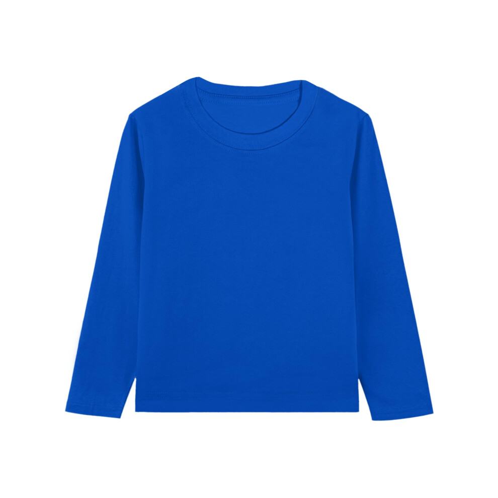 Langarm-T-Shirts F R Kleinkinder, Jungen, Baumwolle, Rundhalsausschnitt, Weich, Basic, Einfarbig, Warm, T-Shirt-Oberteil Ohne Etikett, Blau-image