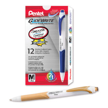Pentel GlideWrite Ballpoint Pen with TechniFlo Ink  (1.0mm) Medium Line  Antique Gold Ink  Box of 12 (BX910-X)