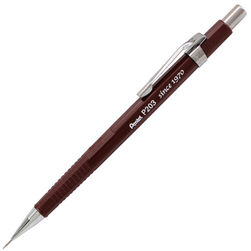 Pentel Crayon m   canique Pentel Sharp (0,3 mm), trait extra fin, corps marron, lot de 4 (P203PF4E) 1