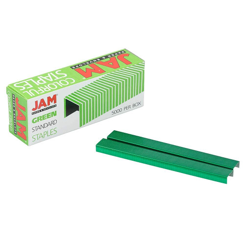 JAM PAPER Bunte Heftklammern in Standardgr      e     Smaragdgr   n     5000/Karton 2
