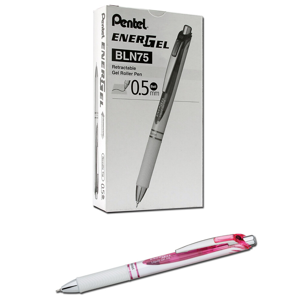 Pentel Energel Pearl Deluxe Rtx Liquid Gel Pen 0.5Mm Fine Line Needle Tip Black Ink Box Of 12 (Bln75pwp-A)