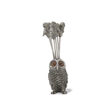 Vagabond House Owl Cheese Martini Olive Cocktail Rustfrit stål Pick Set Skewer Fruit Toothpicks (6 Picks in Set) 3,5 tommer høj