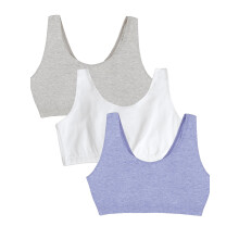 Fruit of the Loom Sport-bh met tanktop voor dames Modieuze kleuren Heideblauw/Wit/Heather Grijs 34