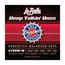 La Bella 0760M-B Deep Talkin' 1954 oryginalny Vintage stal nierdzewna plaska rana struna do gitary basowej 52-128T