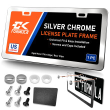 Silver Chrome nummerplade ramme - Metal nummerplade dækning til bilplade ramme krom nummerplade rammer til mænd bil nummerplade indehaver Porta p