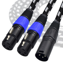 Mugteeve XLR Y-splitter 2 vrouwelijk naar 1 mannelijk 1,5 meter microfoon XLR breakout-kabel gebalanceerd links en rechts dubbel vrouwelijk naar enke