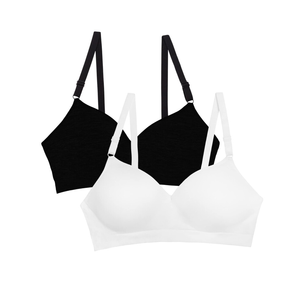 Fruit of the Loom Women's Seamless Wire Free Push-Up Bra  Black Hue/White 2-Pack  36C