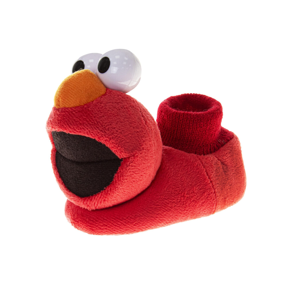 Sesame Street Elmo Slipper Puppet House Shoes - Kids Girls and Boys Slippers Warm Plush Sandals - Elmo Plush (size 3-4 Infants)