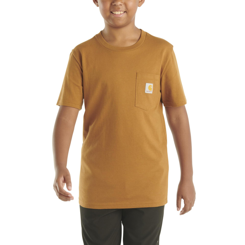 Carhartt Unisex-Kid's Short Sleeve Pocket T-Shirt  Classic Brown  Large