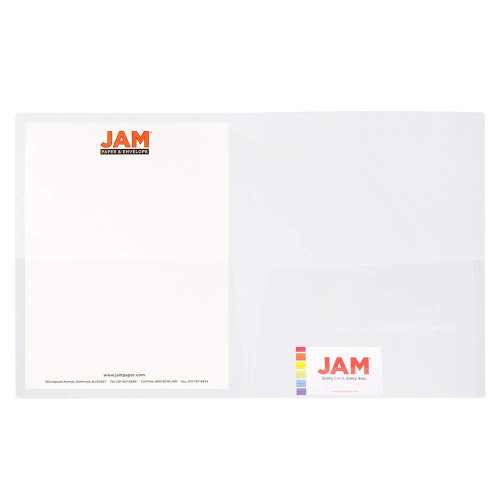 JAM PAPER Plastic Light Weight Flexible Two Pocket Presentation Folders - Clear - 6/Pack 1