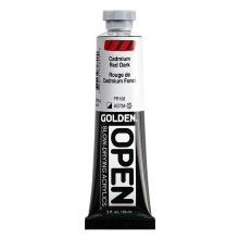 OPEN Slow-Drying Acrylics by GOLDEN Cadmium Red Dark 2 fl oz. tube Professional Acrylic Paint Semi-Opaque