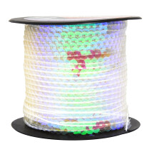 Mandala Craft 6mm Flat Sequin Strip Iridescent Clear Sequins on a Roll - Iridescent Clear Sequin Trim by The Yard - 100 Yds String Metallic Sequi