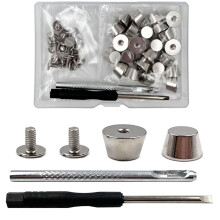 Honigo 24 Pack Zilver Klinknagels Stud Handtas Portemonnee Voeten 1/2 inch Platte Kop Metaal Massief Messing Studs Schroef Achtervoeten 12mm Gesp Spi