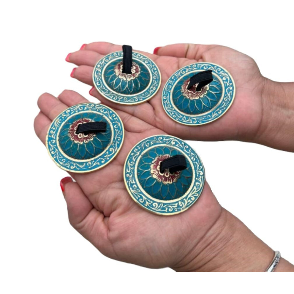 Dharmaobjects Danza Del Ventre Om Namah Pro Finger Zills O Piatti, Blue-image