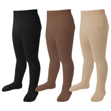 Mini Angel Baby-Strumpfhose fur Kleinkinder, Madchen, Zopfmuster-Leggings, weiche Baumwollstrumpfe, Strumpfhosen, 3er-Pack (Schwarz, Kaffee, Hafe