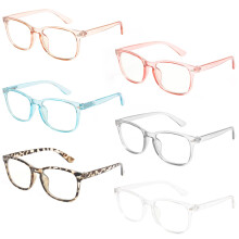 MIGSIR 6 szt. Okulary blokujace niebieskie swiatlo do gier komputerowych Moda Falszywe okulary przeciw zmeczeniu oczu dla kobiet mezczyzn (6 szt. Mix