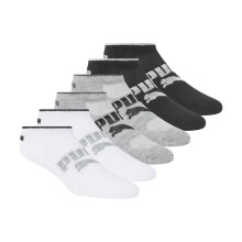 PUMA Runner-sokken voor dames, 6 stuks, zwart/grijs/wit logo 9-11