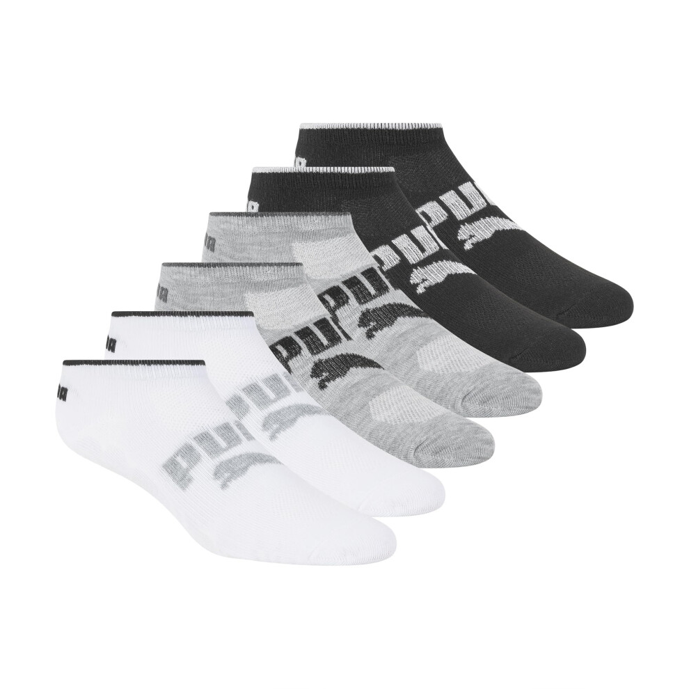 PUMA Womens 6 Pack Runner Socks  Black/Grey/White Logo  9-11