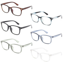 MIGSIR 6-pack blauw licht blokkerende bril voor computergaming mode nep-anti-oogvermoeidheidsbril voor dames heren (6-pack Mix-03)