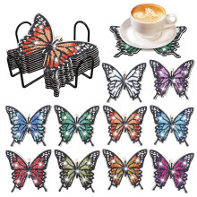 10-teiliges DIY-Schmetterlings-Diamantmalerei-Untersetzer-Set mit Halter fr Anfnger, Erwachsene und Kinder  Frhlingskunst-Bastelbedarf, Geschenk